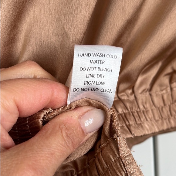 YAYA & CO Champaign Color Satin Effect Wrap Blouse Puff Sleeve, Size S - Picture 10 of 10